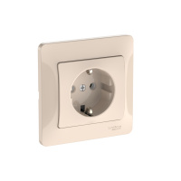 Розетка Systeme Electric Glossa с заземлением без шторок, 16А, в сборе, быстрозажим. клем., БЕЖЕВЫЙ GSL000242S