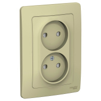 Розетка двойная скрытой установки без заземляющего контакта со шторками 16A 250В Systeme Electric Blanca BLNRS000127, Бежевый