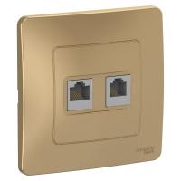 Розетка скрытой установки двойная компьютер + телефон Systeme Electric (Schneider Electric) Blanca BLNIS045114, Титан