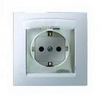 Розетка с заземлением со шторками с крышкой IP44 в комплекте с рамкой Simon 15 1590450-030