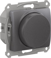 СВЕТОРЕГУЛЯТОР (диммер) Systeme Electric Glossa поворотно-нажимной, LED, RC, 400Вт, мех.,  ГРАФИТ