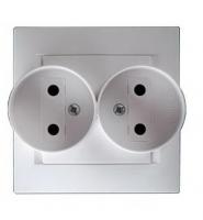 Розетка двойная без заземления с рамкой Simon 15 1590457-030
