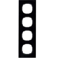 Рамка четырехместная плоская черное стекло 10132609 Berker R8