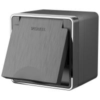 Розетка влагозащ. с зазем. с защит. крышкой и шторками Gallant графит рифленый Werkel Накладные механизмы Gallant графит рифленый W5071204