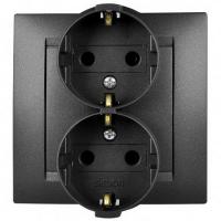 Розетка с заземлением двойная в комплекте с рамкой Simon 15 1590459-038