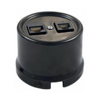 Розетка телефонная/компютерная RJ11 | RJ45 Черная Bironi B1-303-03