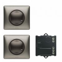 Celiane Пакет для управления освещением c 2х мест. Микромодуль реле 300 Вт 240В + два умных беспроводных 1-клавишных выключателя цвет графит