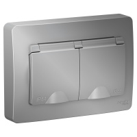 Розетка скрытой установки IP44 двойная с заземляющим контактом и шторками 16A 250В Systeme Electric Blanca BLNRS441123, Алюминий