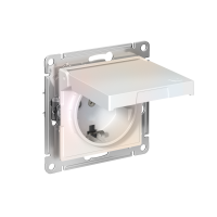 Розетка Systeme Electric AtlasDesign с заземлением со шторками с крышкой,16А,IP20, мех.,быстрозажим. клем., ЖЕМЧУГ ATN000446S