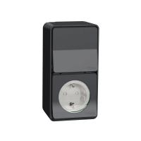 Блок розетка и переключатель открытой установки IP55 Mureva Styl Schneider Electric антрацит MUR36024