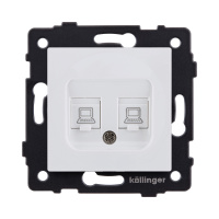 Розетка двойная Ethernet RJ45 Cat.6, белый матовый Kollinger REA-019WM для Aspekt, Eleganz, Reflex