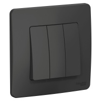 Трехклавишный выключатель скрытой установки 10А 250В Systeme Electric Blanca BLNVS100506, Антрацит
