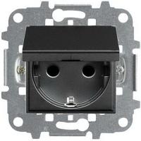 Розетка 220v с крышкой и шторками антрацит ABB Zenit 2CLA228810N1801|2CLA227190N1001