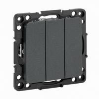 Выключатель 3-клав. черный EKF EZV10-024-10
