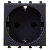 Розетка 220v c/з и шторками черная матовая DKC Avanti 4412002