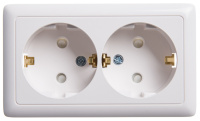 Розетка двойная с заземлением со шторками 16А Systeme Electric Hit, БЕЛЫЙ RA16-239-B