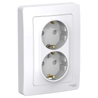 Розетка скрытой установки двойная с заземляющим контактом и шторками 16A 250В Systeme Electric Blanca BLNRS001121, БЕЛЫЙ