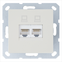 Интернет-розетка RJ45 двойная с накладкой 6 категория, цвет слоновая кость Jasmart G6108V
