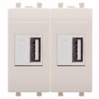 USB зарядка2 порта тип А 2100х2 mA ванильная дымка DKC Avanti 4405542