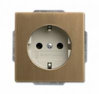 Розетка 220v с/з латунь античная - слоновая кость металл ABB Busch Jaeger 2CKA002011A6245