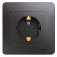 Розетка Systeme Electric Glossa с заземлением без шторок, 16А, в сборе, ГРАФИТ GSL001342