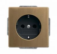 Розетка 220v с/з латунь античная - антрацит металл ABB Busch Jaeger 2CKA002011A6247