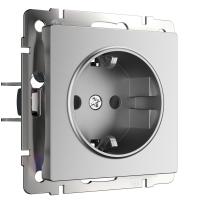 Розетка с заземлением и шторками серебряный матовый Werkel Встраиваемые механизмы серебряный матовый W1171165