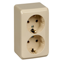 Розетка двойная с заземлением 16А Systeme Electric Etude, кремовый PA16-007K