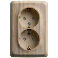 Розетка двойная угловая с заземлением со шторками 16А Systeme Electric Etude, сосна PA16-108D