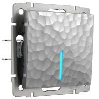 Выключатель одноклавишный с подсветкой серебряный Werkel Встраиваемые механизмы Hammer серебряные W1210106