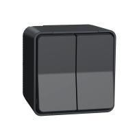 Двухклавишный переключатель схема 6+6 для открытой установки IP55 Mureva Styl Schneider Electric антрацит MUR35022