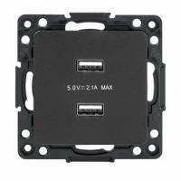 Зарядка usb 2 порта тип А 2100 mA черная EKF EZR16-028-10-2USB