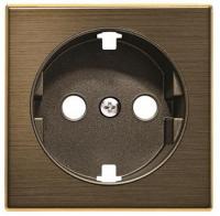 Розетка 220v с/з со шторками плоская античная латунь ABB Sky Niessen 2CLA818890A1001|2CLA858890A1201