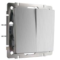 Выключатель двухклавишный cеребряный рифленый Werkel Встраиваемые механизмы серебряный рифленый W1120009