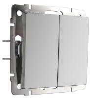 Выключатель двухклавишный с самовозвратом серебряный Werkel Встраиваемые механизмы серебряные W1122406