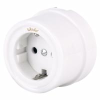 Розетка с заземлением белый ретро Werkel Накладные ретро механизмы Ретро белые W5671001