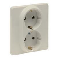 Розетка двойная в один подрозетник с/з бежевая Inspiria 673751