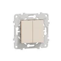 Переключатель 2-клавишный 2 х схема 6 10 AX 250 В Unica NEW Schneider Electric бежевый NU521344