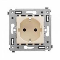 Розетка 220v c/з и шторками ванильная дымка DKC Avanti 4405003