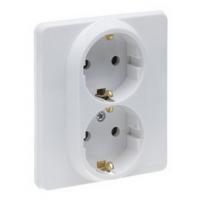 Розетка двойная в один подрозетник с/з белая Inspiria 673750