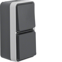 Комбинация Berker W.1, одноклавишный выключатель/Штепсельная розетка Berker SCHUKO, с откидной крышкой, цвет: серый, 47803515