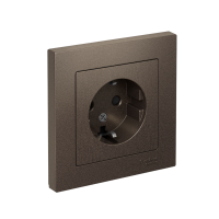 Розетка Systeme Electric AtlasDesign с заземлением со шторками, 16А, в сборе, МОККО ATN000644