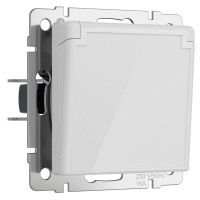 Розетка с заземлением, шторками и защитной крышкой Werkel акрил белый винтовая клемма (W1171241)