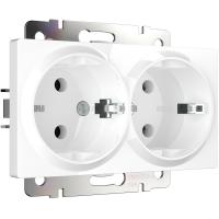 Розетка двойная с заземлением белая Werkel Встраиваемые механизмы белые W1172001