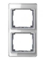 Рамка 2-пост вертикал. серебро Jung SL500 SL582SI