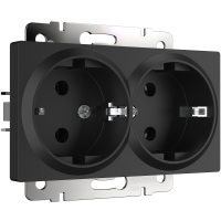 Розетка двойная с заземлением черный матовый Werkel Встраиваемые механизмы черные W1172008