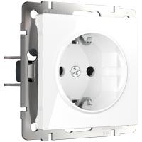 Розетка с заземлением, безвинтовой зажим белая Werkel Встраиваемые механизмы белые W1171301