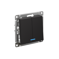 Выключатель 2-клавишный Systeme Electric AtlasDesign с подсветкой, сх.5а, 10АХ, мех., быстрозажим. клем., КАРБОН ATN001053S