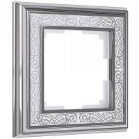 Рамка 1 местная хром - белая металл Gracia Werkel W0011431