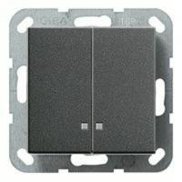 Выключатель двухклавишный с подсветкой GIRA пластик антрацит 014500 | 063128